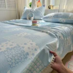 2026 Spring Summer Floral Print Double Gauze Bed Sheet with Fringe Lace Trim