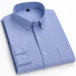 New 100% Cotton Oxford Men’s Shirts Long Sleeves Plaid Soft Regular Fit Formal Dress Shirt Pocket Social Blouse Male Clothes