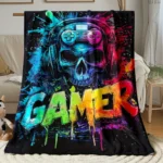 Gaming Neon Glow Flannel Blanket Soft Lightweight All Seasons for Bed Sofa Travel Camping Perfect Gamer Gift - Image 6
