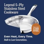 5-Ply Stainless Steel Cookware Set 7-Piece Pots and Pans Set - Induction Compatible Oven Safe 800F - Non-Toxic No Coatings - Bu - Image 3