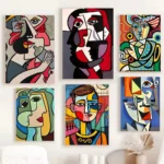 1PC Abstract Picasso Art Classic Poster Self-adhesive Art Waterproof Paper Sticker Coffee House Bar Room Wall Decor
