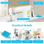 Industrial Sewing Machine Heavy Duty 3500 Stitches/Min High Speed Sewing Machine 0-0.2in Stitch Length 14# with 550W Motor, 110V