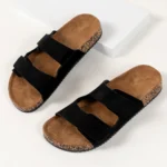 Men’s Retro Velcro Sandals – Soft Upper, Breathable Fabric Lining and Cushioned Insole, Durable Pvc Cork Sole for All-Season Casual and Beach Wear