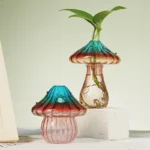 Colourful Glass Mushroom Vase For Plant Display Home Decor Table Centerpiece Hydroponic Aromatherapy Vase Desktop Art Decoration