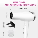 Foldable Fast Drying Hair Dryer with Diffuser for Curly Hair, Nozzle , With Hot/Warm/Cold Wind, 2 Speed Control Gentle And Safe