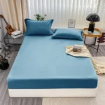1Pc Fitted Bed Sheet With Elastic Band Solid Color Anti-slip Adjustable Mattress Cover for Single Double King Queen Bed