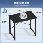 32 Inch Modern Simple Style Wood Black Computer Desk for Home Office Study Writing Work Table - Image 3