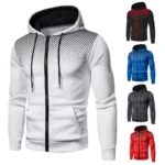 Men's Zip Up Hoodie Pocket Polka Pot Print Hooded