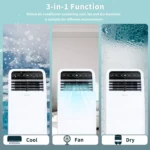 Shinco 8,000 BTU Portable Air Conditioner, AC Unit with Built-in Cool, Dehumidifier & Fan Modes for Room up to 350 sq.ft