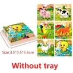 3D Cube Wooden Puzzle Children's Nine Pieces Six-sided Wooden Block Tray Children's Montessori Learning Educational Puzzle Toys - Image 12