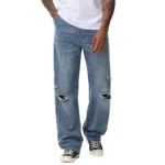 Men's Loose Straight Ripped Jeans