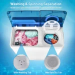 Semi-Automatic Twin Tub Washer with Spin Dryer, 26lbs Capacity, Built-in Drain Pump, Portable for Apartment, Dorm, RV