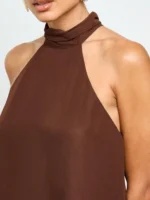 Women's Solid Color Chiffon Sleeveless Top Loose Casual Elegant Off-Shoulder Irregular Hem Flowy Chiffon Blouse - Image 3