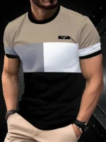 Summer classic men's T-shirt: Outdoor round-neck short-sleeved top with striped print, loose street men's T-shirt with additiona - Image 13