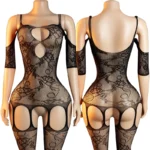 Erotic Crotchless Bodystockings One Piece Vestido Sexy Lingerie Women Hollow Teddy Baby Doll Dress Porn Costumes Fishnet Dresses - Image 9
