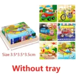 3D Cube Wooden Puzzle Children's Nine Pieces Six-sided Wooden Block Tray Children's Montessori Learning Educational Puzzle Toys - Image 10