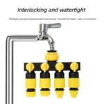 Four-Outlet Garden Water Connector with Separate Switches for Home Irrigation and Plant Watering Needs Easy Install