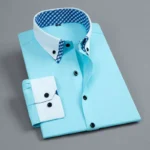 Men's Long Sleeve Dress Shirt Non Iron Double Layer Business Formal Regular Fit Office Camisa Fashion White Blue Social Shirts - Image 9