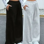Women’s Drawstring Jogging Pants, Casual and Comfortable with Pockets, Mid Waist Sports Pants, Suitable for All Seasons