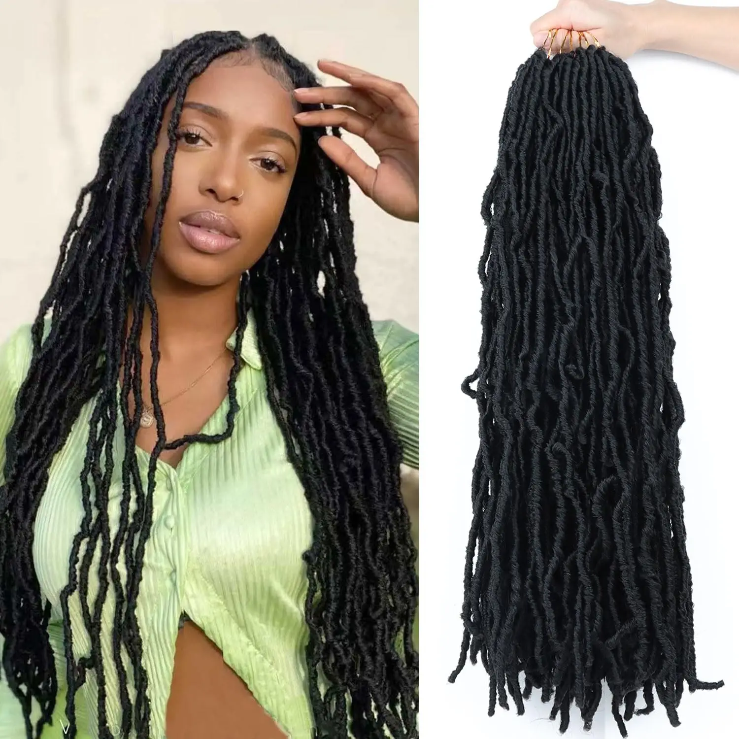 S7a66bf22c2a045dcb43f0c81a123680fU.webp 8Pcs Heat Resistant Dreadlock Crochet Hair Faux Locs 24 Inch Synthetic Extensions Black Soft locs for Halloween and Christmas