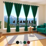 4 Panels 100% Blackout Curtains, Thermal Noise Reduce Privacy Drapes, Modern Home Xmas Decor for Living Room Bedroom Balcony