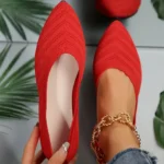 New 2024 Pointed Toe Flat Office Boat Solid Color Knitted Slip on Shoes Casual Ballet Flats Shoes Women Loafers Zapatos De Mujer - Image 6