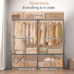 Teousev Portable Folding Fabric Wardrobe, Dustproof Clothes Closet Organizer, Modular Storage Rack for Dressing Room & Bedroom - Image 5
