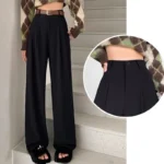 Women Fashion Suit Pants Lady Breathable Baggy High Waist Wide Leg Summer Trousers