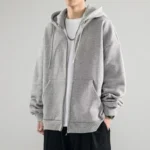 Men Hoodies Cardigan Solid Sweatshirts - Image 11