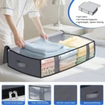 4 Pack Under Bed Storage Containers Blanket Storage Bag Shoe Storage and Organization Space-Saving Bedding Organizer for Bedroom - Image 2