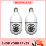 2Pc Ease Life APP-Light Bulb Security Cameras Outdoor Wireless WiFi Camera 5GHz, 360 Degree, E27 Light Socket Screw In Securi