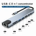 For MacBook Notebook Laptop Computer USB C Hub 8 in 1 Type C 3.1 To 4K HDMI Adapter with RJ45 SD/TF Card Reader PD Fast Charge
