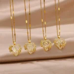 Heart Initial Letter Necklaces For Women Gold Color Stainless Steel Chain A-Z Alphabet Pendant Necklace Birthday Jewelry Gift