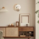 Modern Simple Silent Wall Clock, Moon Design – Quartz Movement, Wooden Material, for Bedroom, Living Room or Office Decoration