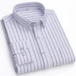 New 100% Cotton Oxford Men’s Shirts Long Sleeves Plaid Soft Regular Fit Formal Dress Shirt Pocket Social Blouse Male Clothes