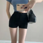 Ripped Raw Denim Shorts For Women Fashion A-line Hem Female Summer Hot Pants - Image 7