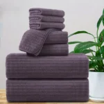 8 Pcs Bath Towel Set - 4 Washcloths, 2 Face Towels & 2 Bath Towels - Absorbent & Quick Dry, Ideal for Bathroom, Gym & Hotel Use - Image 10