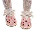 Cute Baby Girl Sandals Stylish PU Leather Non-slip Bowknot Cherry Summer Flats Toddler Shoes for Everyday Wear - Image 3