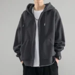 Men Hoodies Cardigan Solid Sweatshirts - Image 6