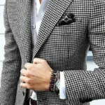 Italian Style Men's Blazer Houndstooth Casual Man Suit Jacket Notched Lapel One Piece Check Wedding Coat for Prom Party - Image 3