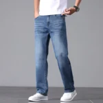 High Cotton Stretch Jeans for Men Loose Straight Leg - Image 4