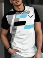 Summer classic men's T-shirt: Outdoor round-neck short-sleeved top with striped print, loose street men's T-shirt with additiona - Image 10