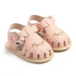 Newborn Baby Girl Sandals Summer Embroidered Leisure Comfortable Lightweight Floral Soft Sole Wrap Toe Sandals For 0-18M - Image 5