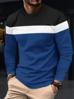 New Men’s Casual Round Neck T-shirt Breathable, Comfortable, and Fashionable Long Sleeved T-shirt trend versatile casual tops