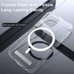 Stand Clear Magnetic Phone Case for iPhone 17 Pro Max Air 13 12 Mini 16 15 14 11 Cases with Kickstand Transparent Holder Cover