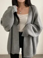 AOSSVIAO 2026 Korean Women’s Sweater Loose Sweaters Warm Solid Pullover Knitwear Basic Female Tops Autumn Winter Cardigan