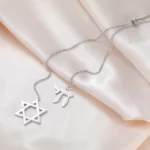 Dawapara Star of David and Jewish Hebrew Chai Pendant Long Necklace Sweater Chain Hexagram Judaism Stainless Steel Jewelry - Image 4