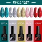 LILYCUTE 4/5Pcs/Set 7ML Nude Pink Gel Nail Polish and Translucent Jelly Nail Art Gel Semi Permanent Soak Off Design Manicure Set - Image 7