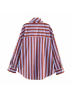 Women’s Loose Fit Striped Shirt Bow Single Breasted Simple Casual Female Top