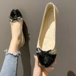 Ballerina Mother’s Shoes Women’s Flat Shoes Comfort Non-slip Ladies Loafers Leather Flats Elegant Bowknot Women’s Single Shoes